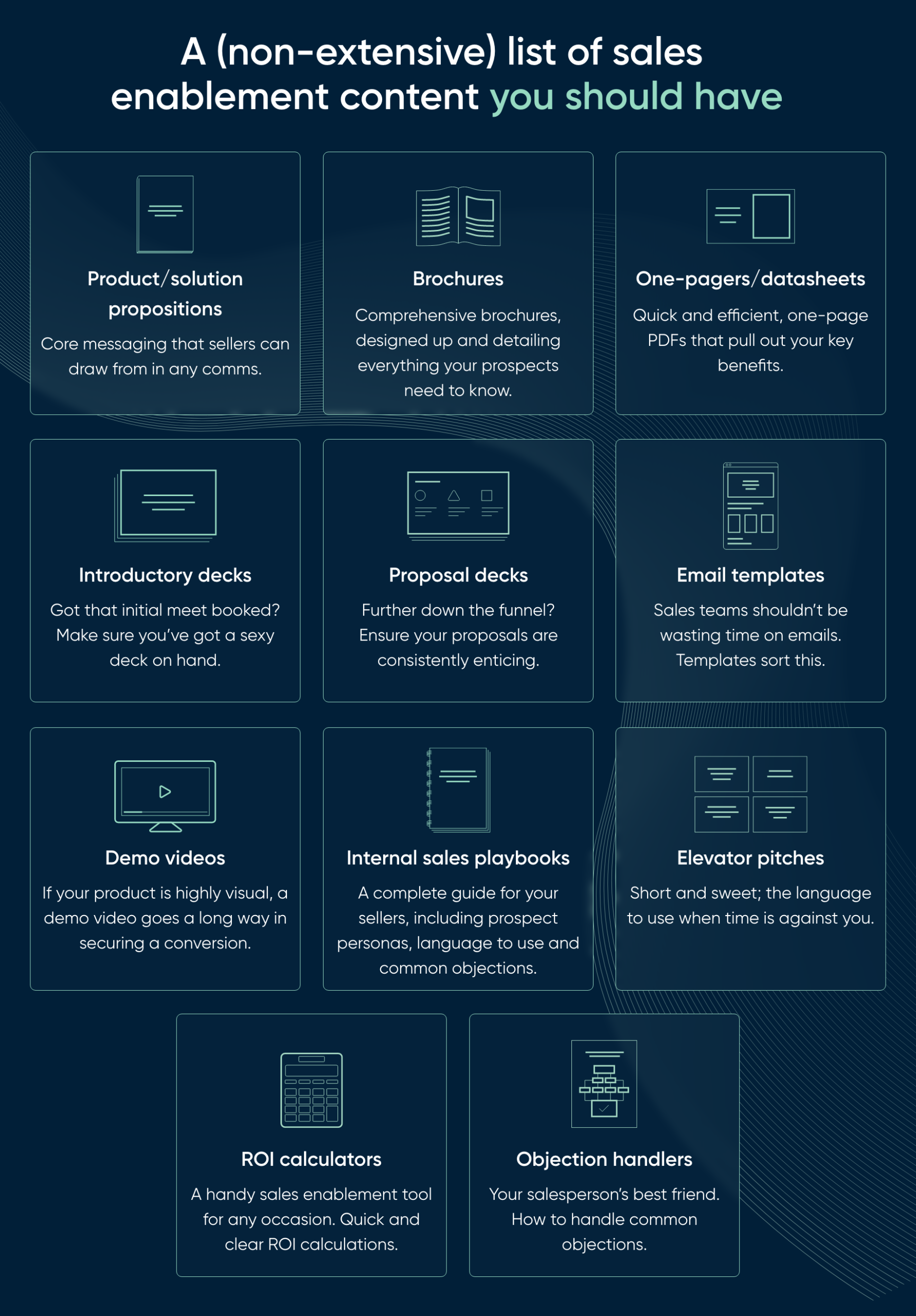 A (non-extensive) list of sales enablement content you should have